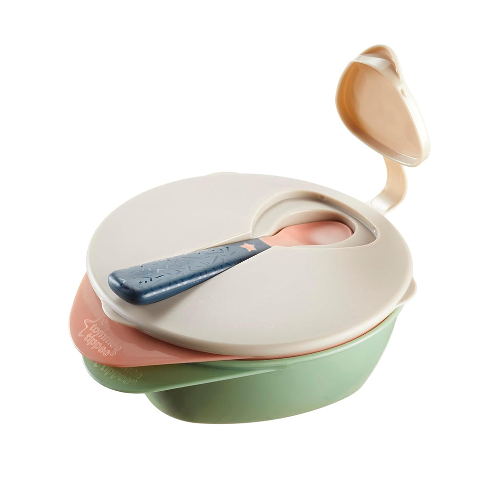 Tommee Tippee Easy Scoop Feeding Bowl with Lid and Spoon Set for Toddlers and Babies