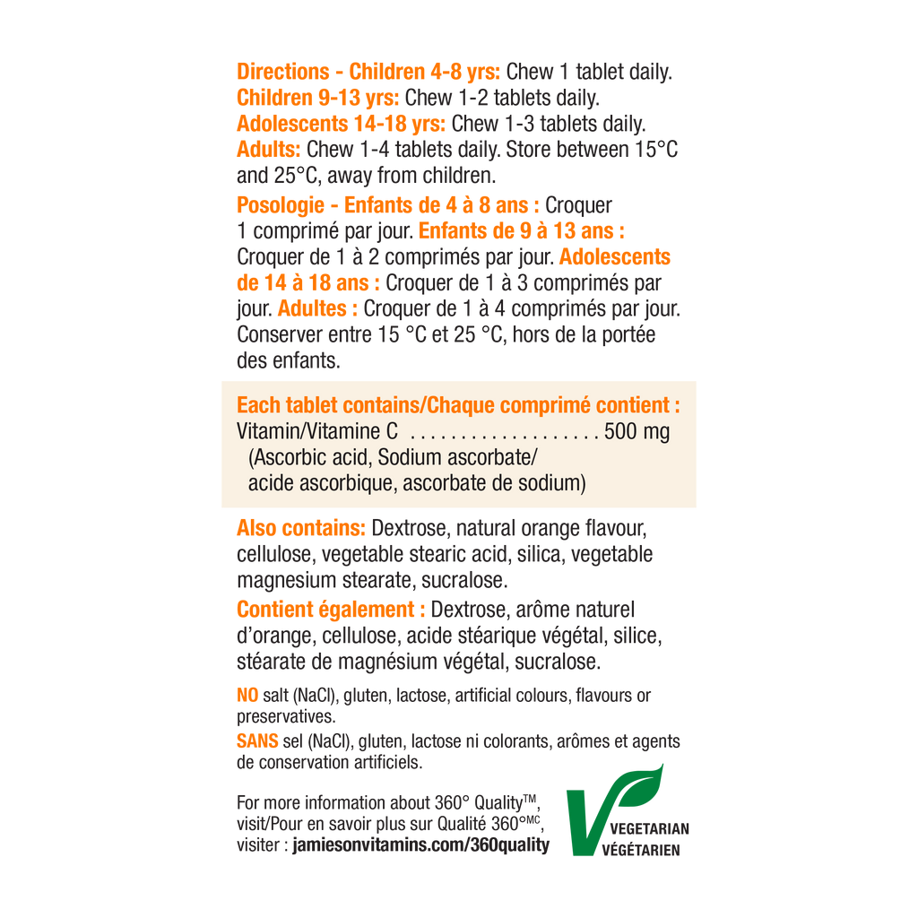 Jamieson Chewable Vitamin C Tablets - Delicious Immune Support for All Ages
