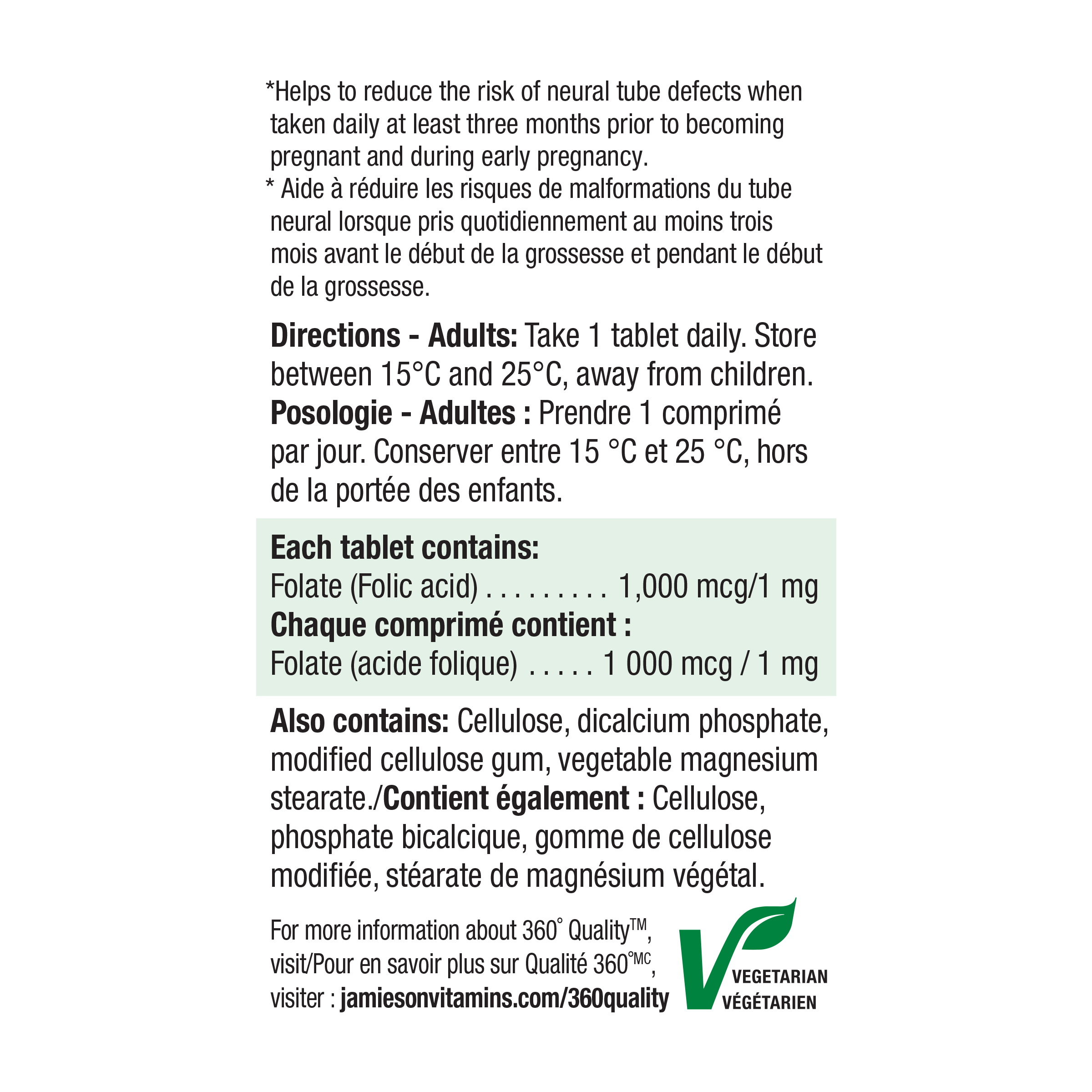 Jamieson Folic Acid 1,000 mcg - Essential Prenatal Vitamin for Conception and Healthy Pregnancy Support