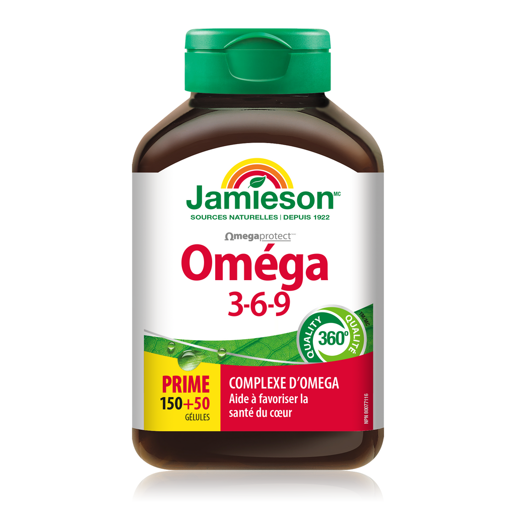 Jamieson OmegaProtect Omega 3-6-9: Complete Essential Fatty Acid Supplement for Heart and Brain Health
