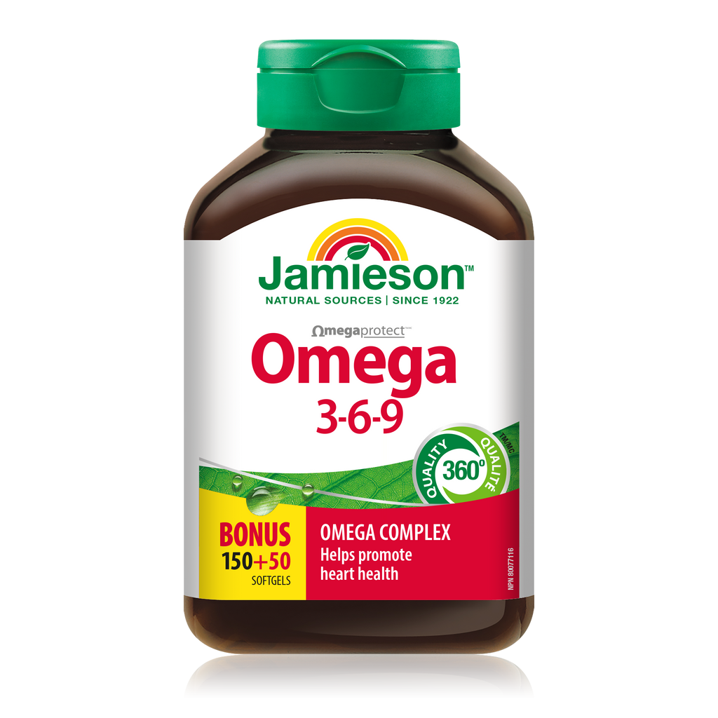 Jamieson OmegaProtect Omega 3-6-9: Complete Essential Fatty Acid Supplement for Heart and Brain Health
