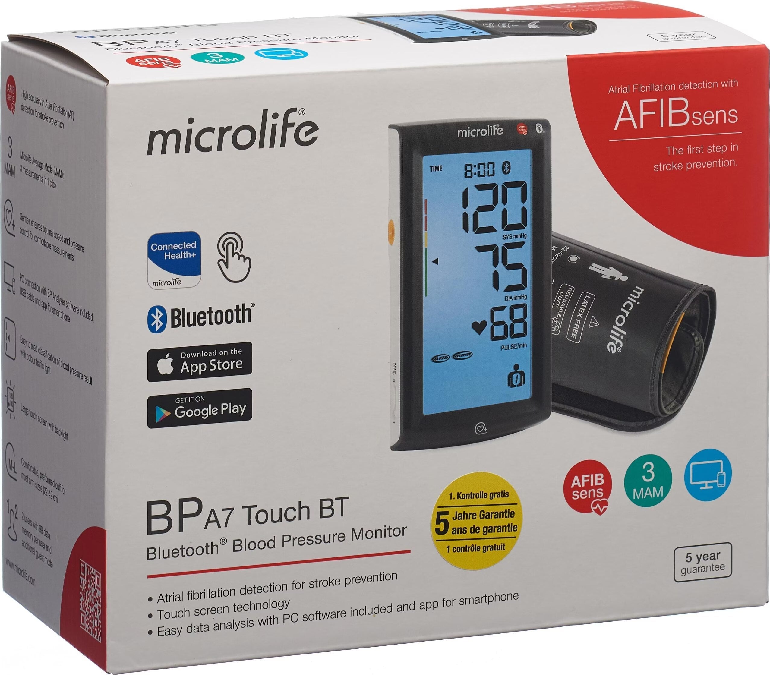 Microlife BP A7 Touch BT Upper-Arm Automatic Blood Pressure Monitor