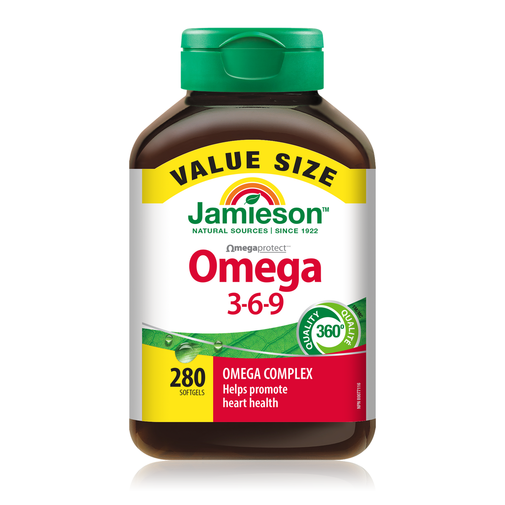 Jamieson OmegaProtect Omega 3-6-9: Complete Essential Fatty Acid Supplement for Heart and Brain Health