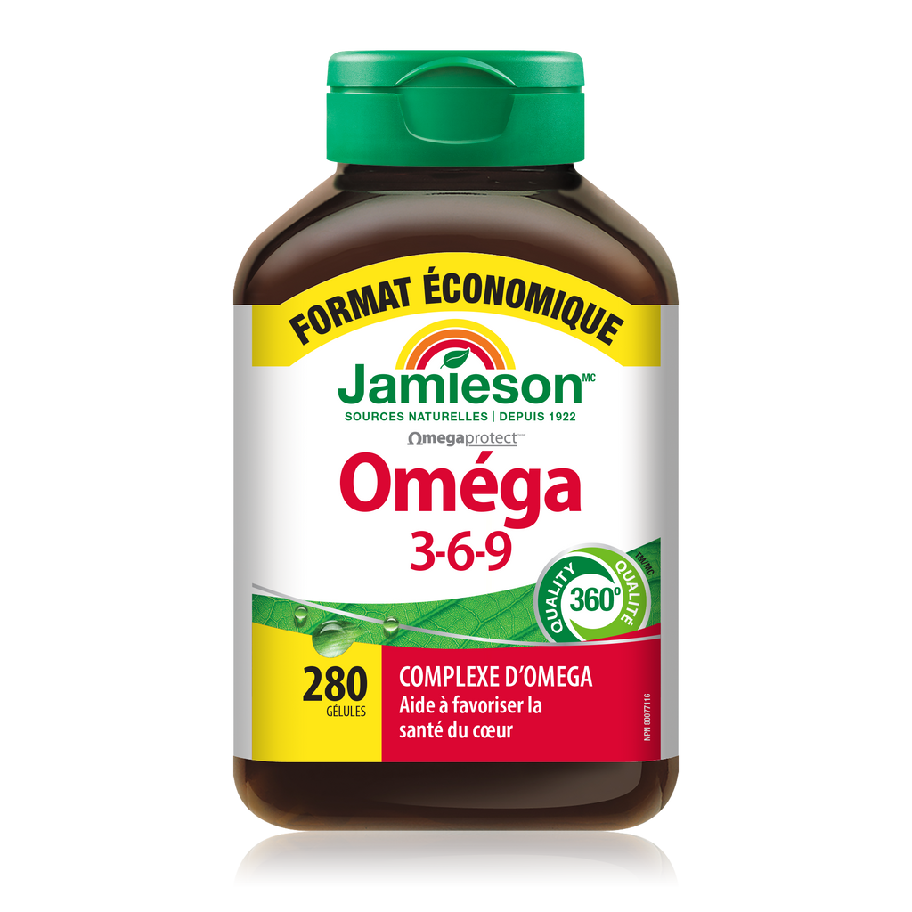 Jamieson OmegaProtect Omega 3-6-9: Complete Essential Fatty Acid Supplement for Heart and Brain Health