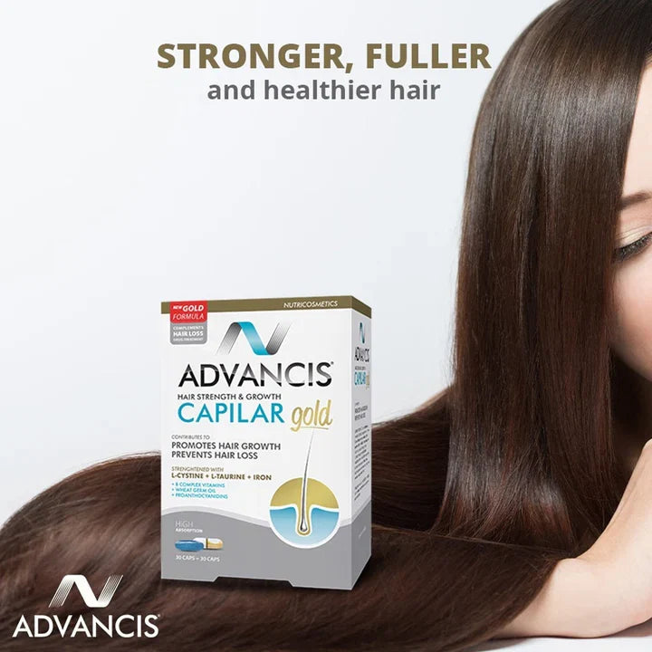 ADVANCIS Capilar Gold hair strengthening supplement healthier-looking hair vitality support capsules Health Boutique
