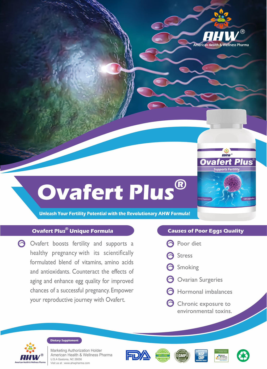 AHW Ovafert Plus fertility support hormonal balance reproductive wellness capsules 120 Health Boutique