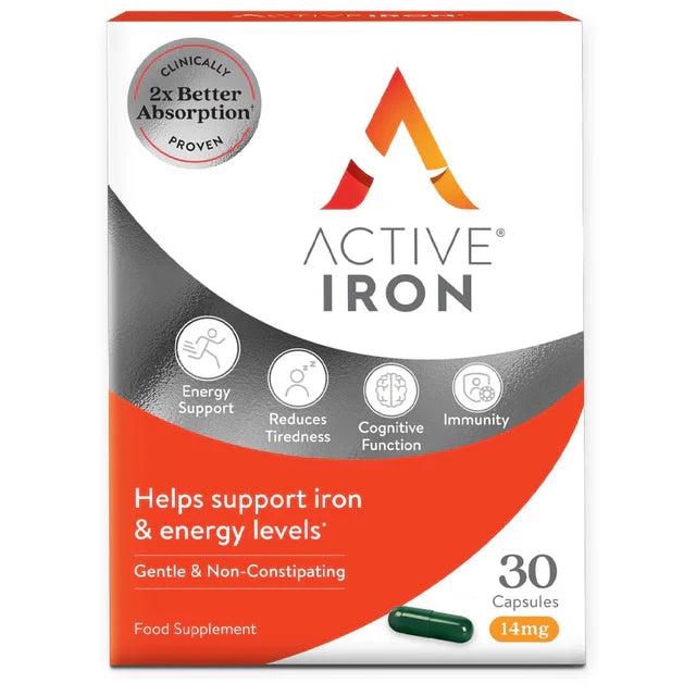 Active Iron capsules ferrous sulfate vitamin C whey protein iron deficiency anemia support energy hemoglobin supplement Health Boutique