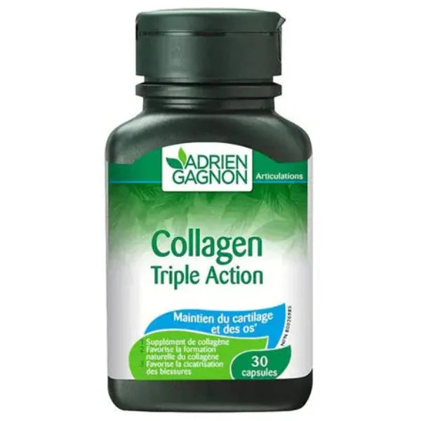 Adrien Gagnon Collagen Triple Action 30 capsules for skin elasticity and joint support
