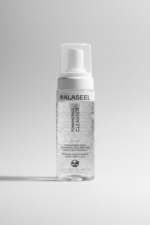 Alaseel gentle foam face cleanser hyaluronic acid niacinamide dead sea minerals deep pore cleansing Health Boutique