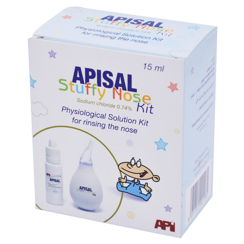 Apisal sodium chloride 0.74 percent isotonic saline nasal spray stuffy nose congestion relief 15 ml kit Health Boutique