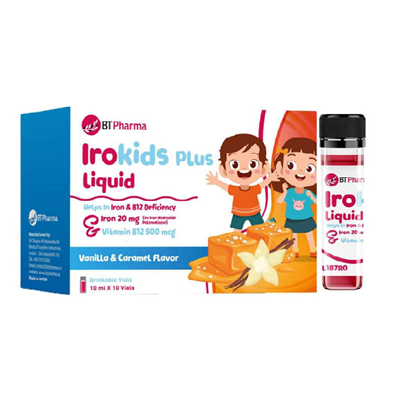 Bt Pharma Irokids Plus liquid iron 10 vials children anemia energy growth support supplement Health Boutique