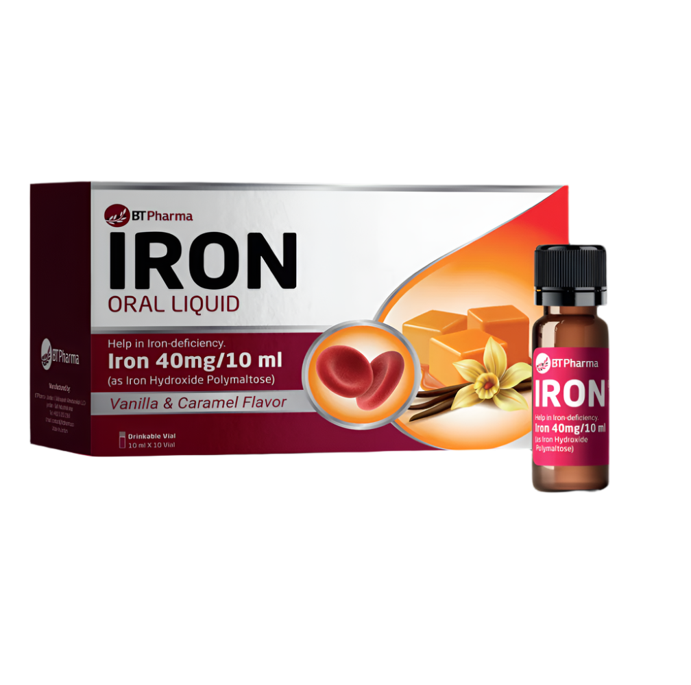 Bt Pharma iron oral liquid 10 vials anemia support iron deficiency supplement energy Health Boutique