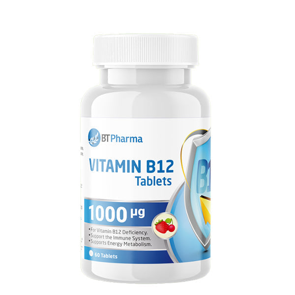 Bt Pharma vitamin B12 1000mcg tablets 60 pack energy nerve support supplement Health Boutique