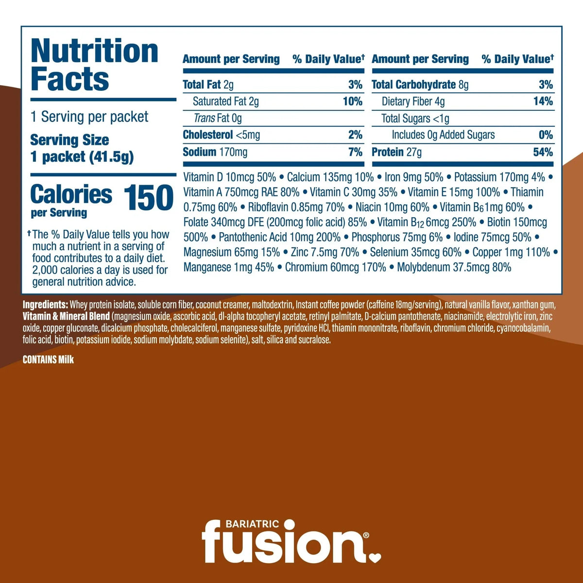 Bariatric Fusion Cappuccino High Protein Meal Replacement 42 oz with 27 g protein Health Boutique