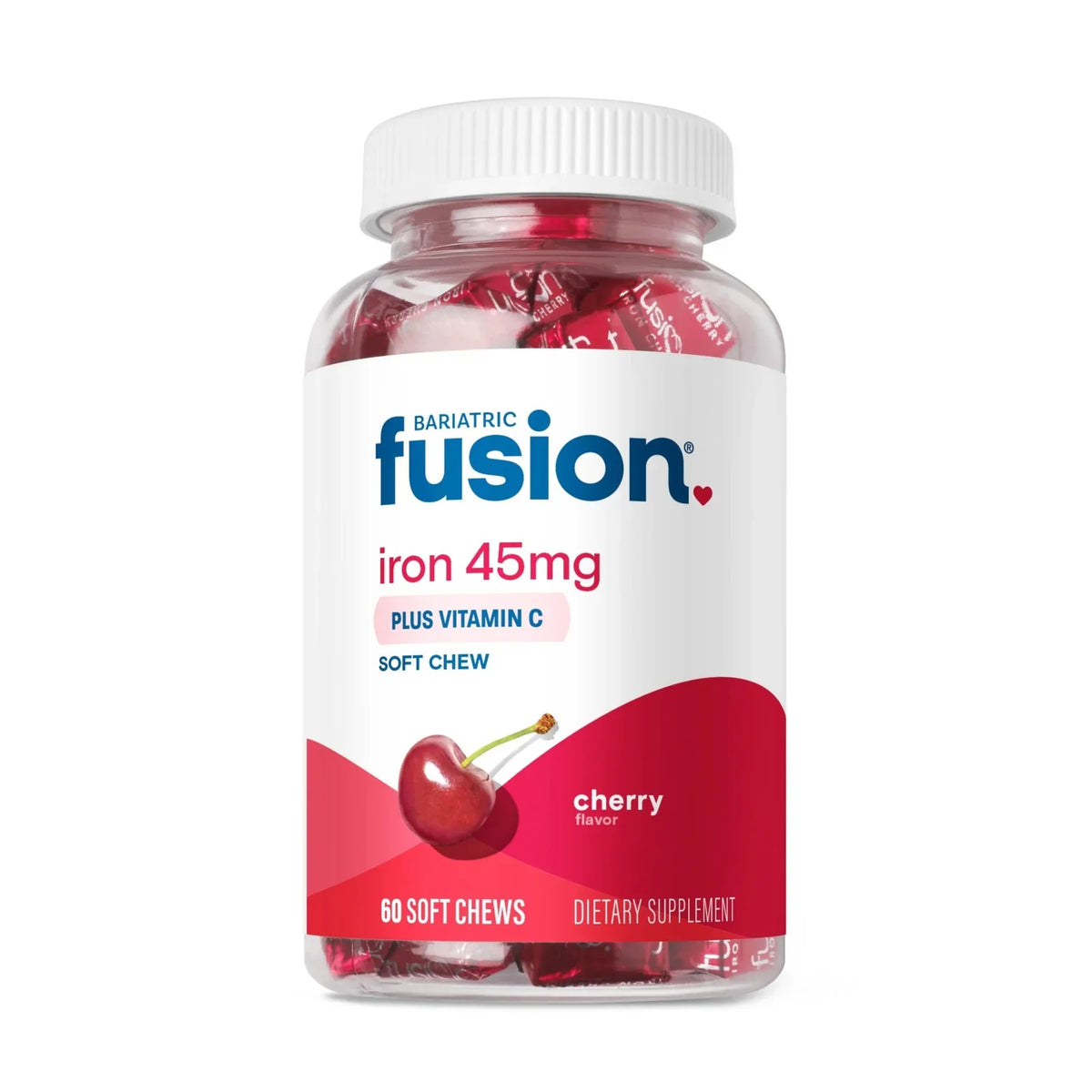 Bariatric Fusion Cherry Iron 45 mg with Vitamin C 60 chewable tablets iron support Health Boutique