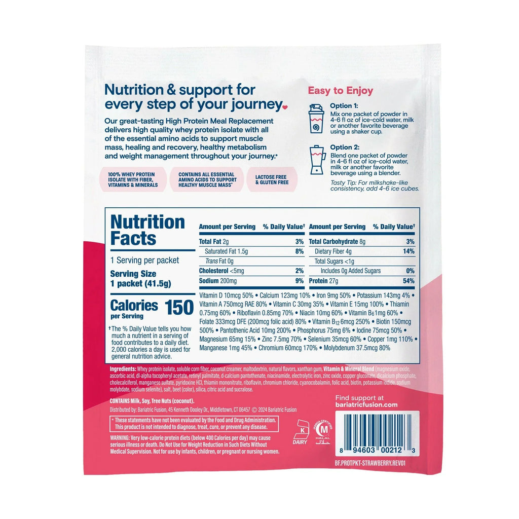 Bariatric Fusion Strawberry High Protein Meal Replacement 41.5 oz with 27 g protein Health Boutique