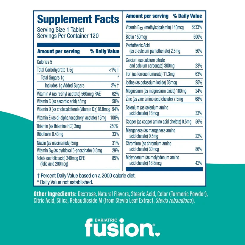 Bariatric Fusion Tropical Complete Chewable Multivitamin comprehensive bariatric nutrition 120 tablets Health Boutique