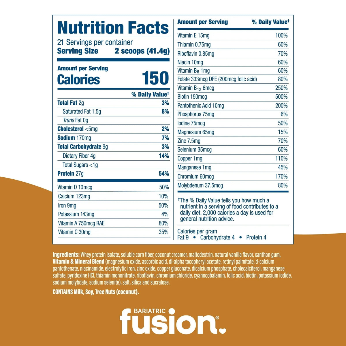 Bariatric Fusion Vanilla High Protein Meal Replacement 881G 21- the health boutique