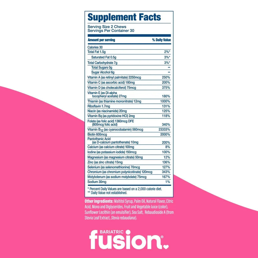 Bariatric Fusion Watermelon Bariatric Multivitamin Soft Chews daily nutritional support 60 soft chews Health Boutique
