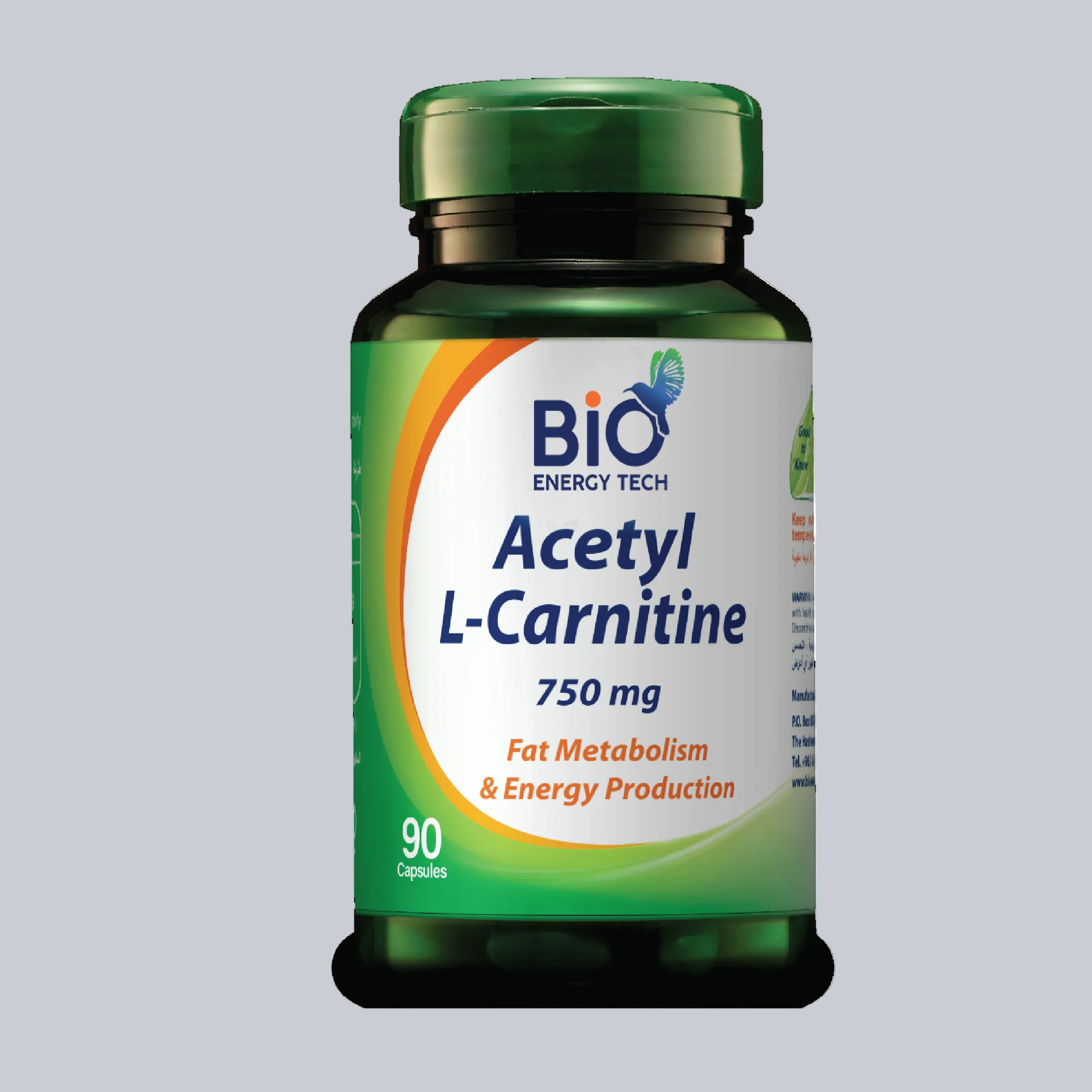 Bio Energy Acetyl L-Carnitine 750 mg 90 capsules energy metabolism supplement Health Boutique
