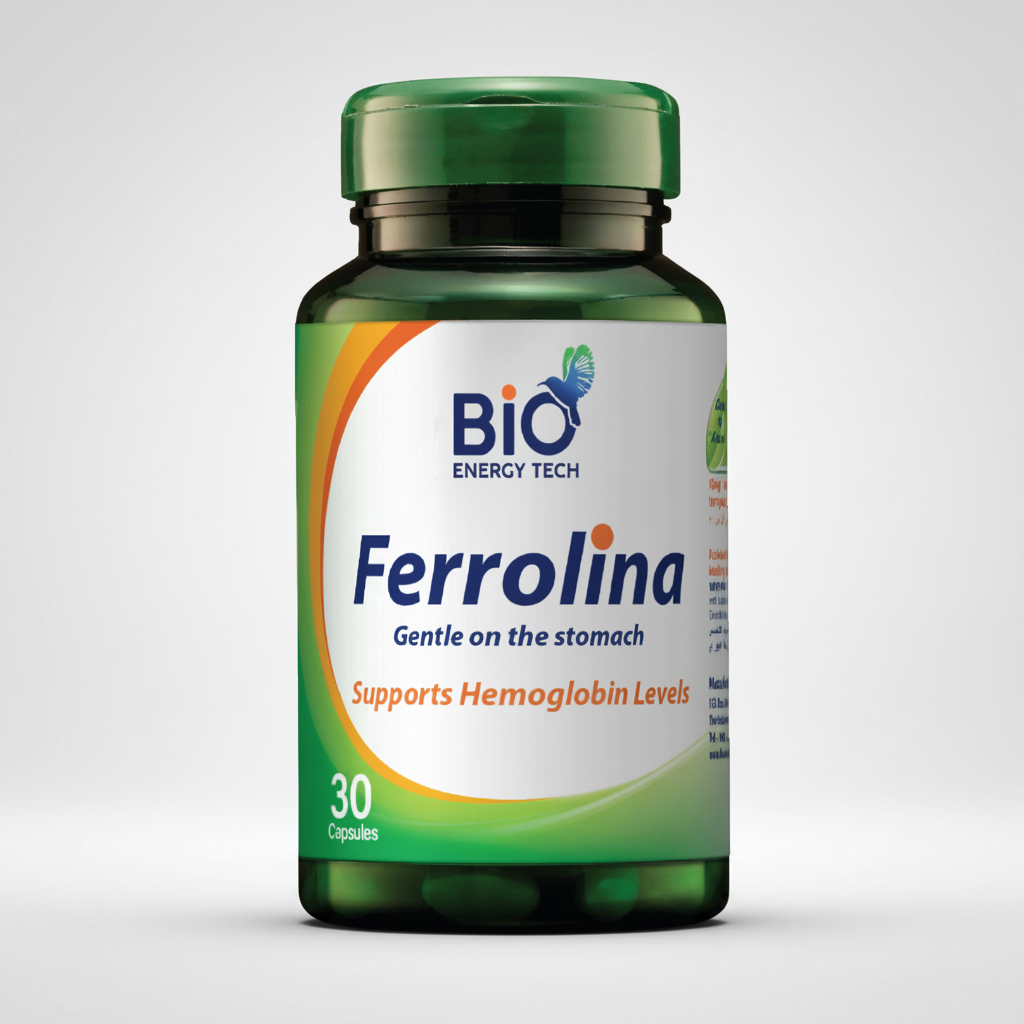 Bio Energy Ferrolina iron bisglycinate spirulina 30 capsules Health Boutique
