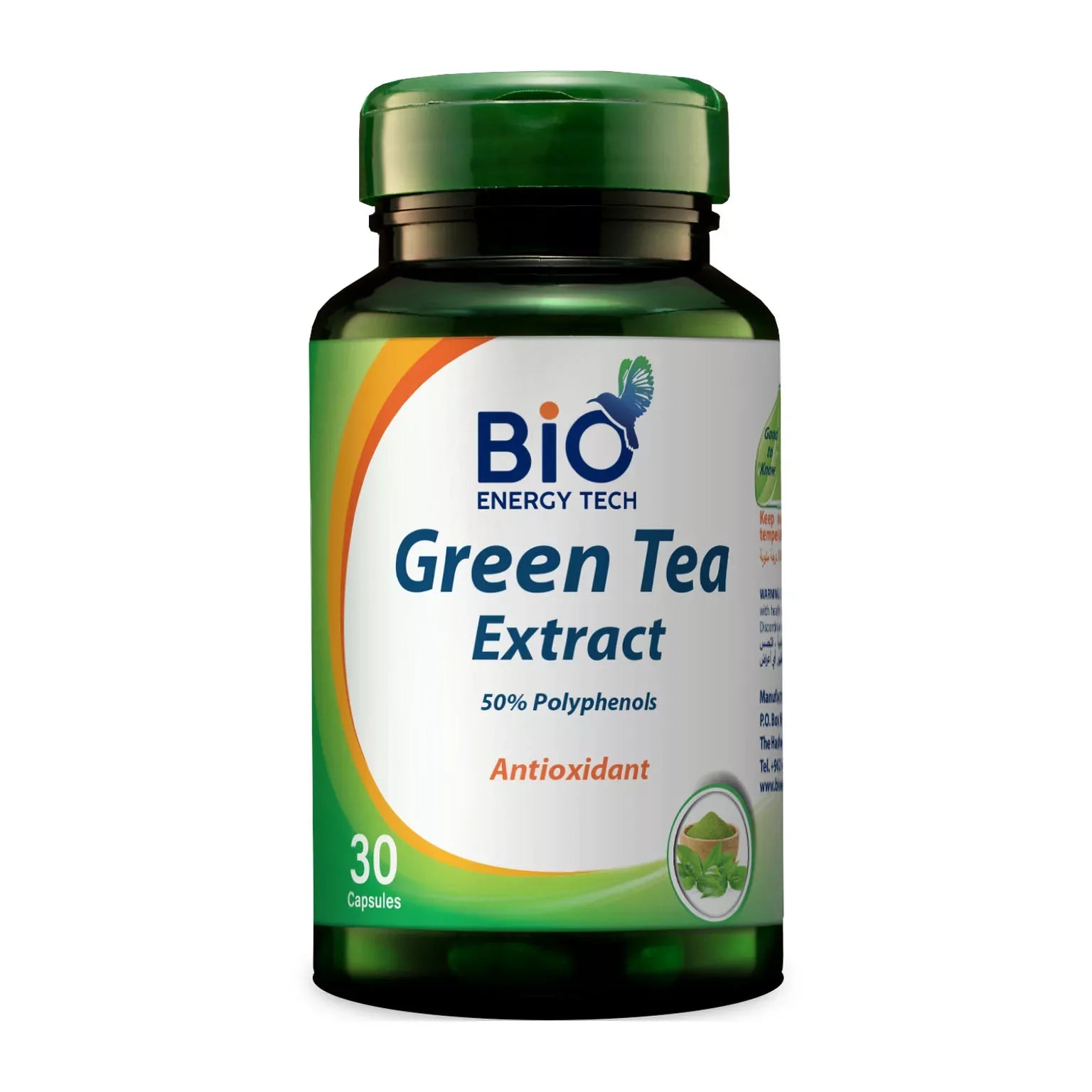 Bio Energy Green Tea Extract 500 mg EGCG antioxidant metabolism support 30 capsules Health Boutique