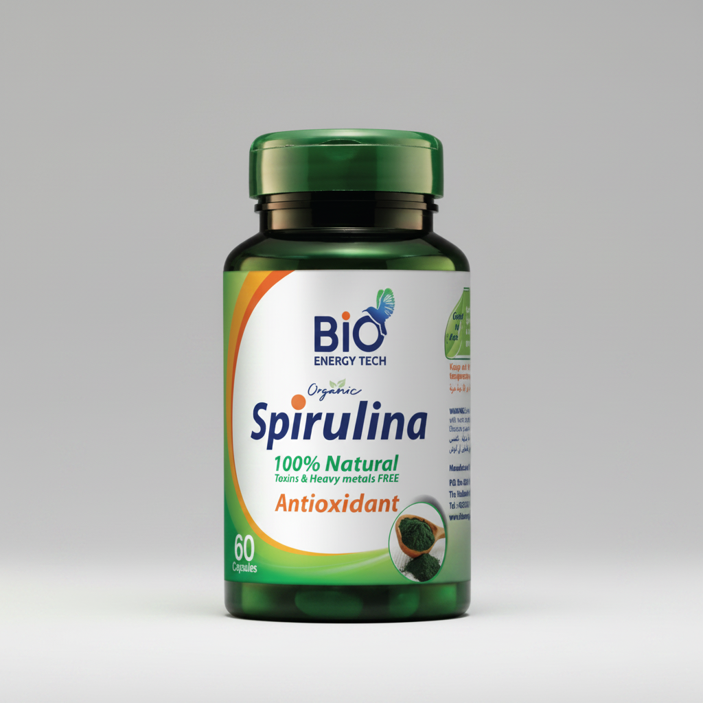 Bio Energy Organic Spirulina 500 mg 60 capsules immune and energy support Health Boutique