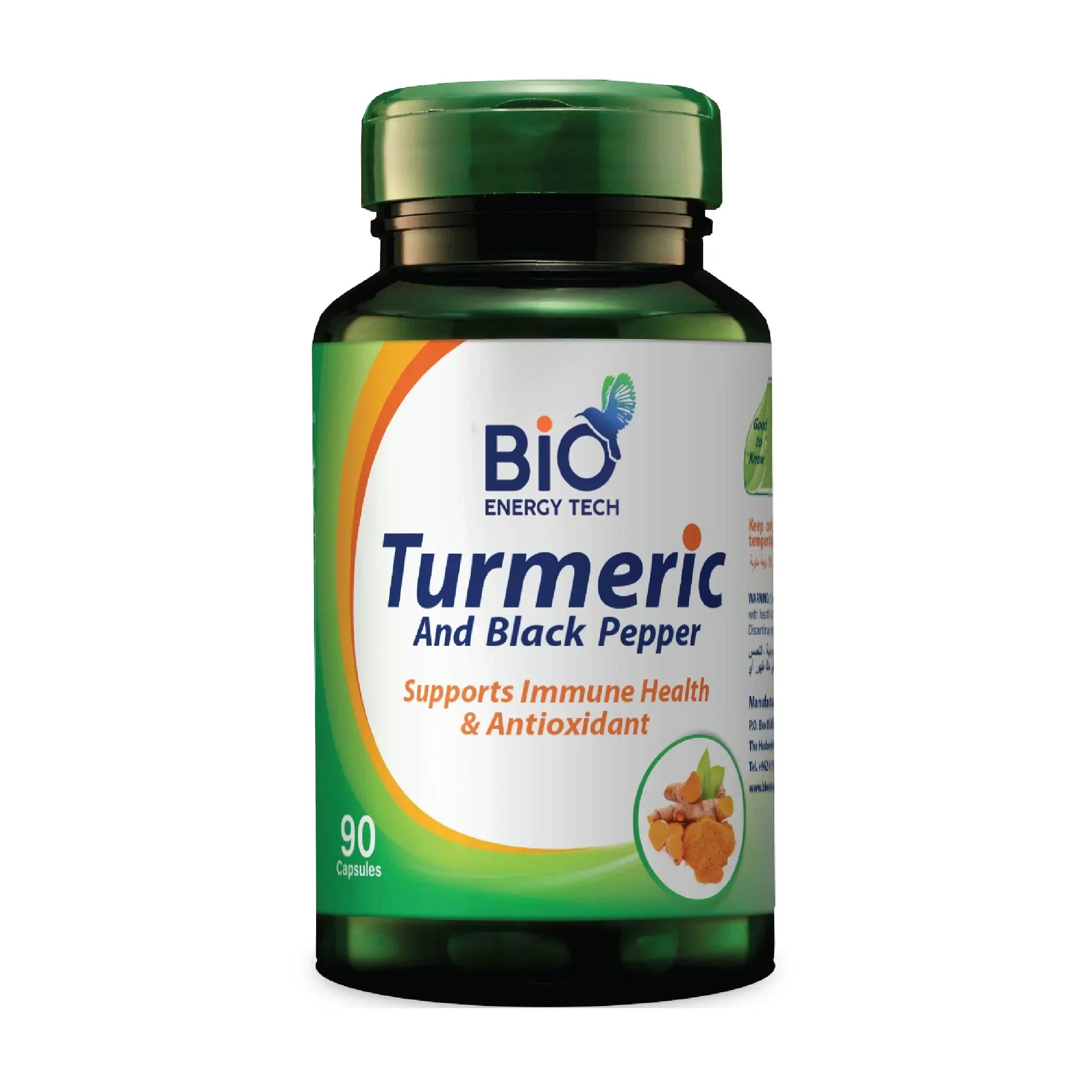 Bio Energy Turmeric and Black Pepper 550 mg 90 capsules immune and digestive support Health Boutique
