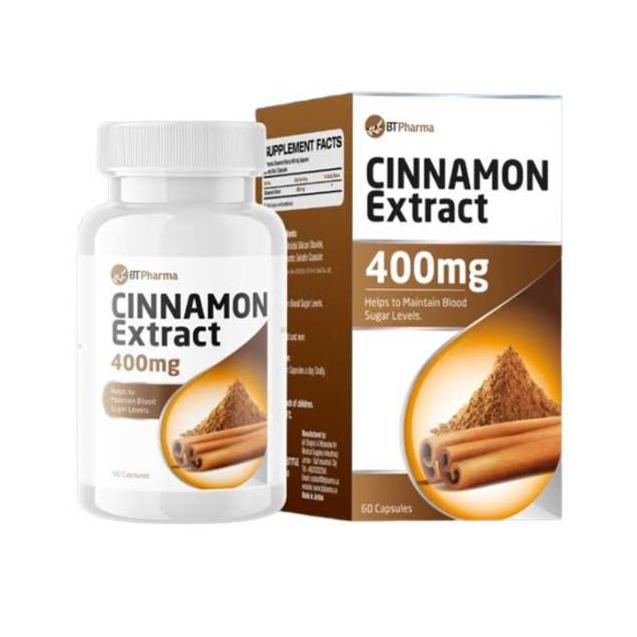 Bt Pharma cinnamon extract 400mg capsules metabolic blood sugar support antioxidant supplement Health Boutique