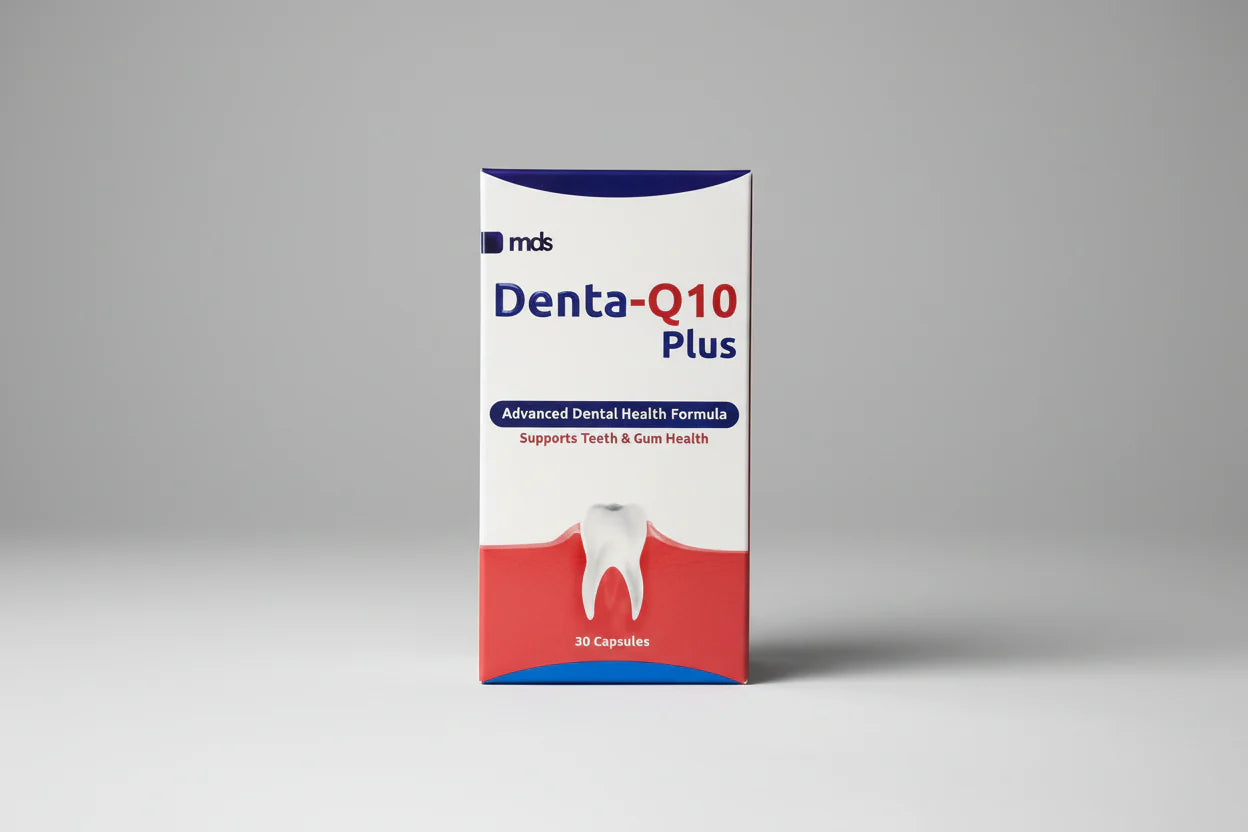 Denta Q10 Plus capsules Coenzyme Q10 gum health periodontal support oral care antioxidant supplement bleeding gums Health Boutique