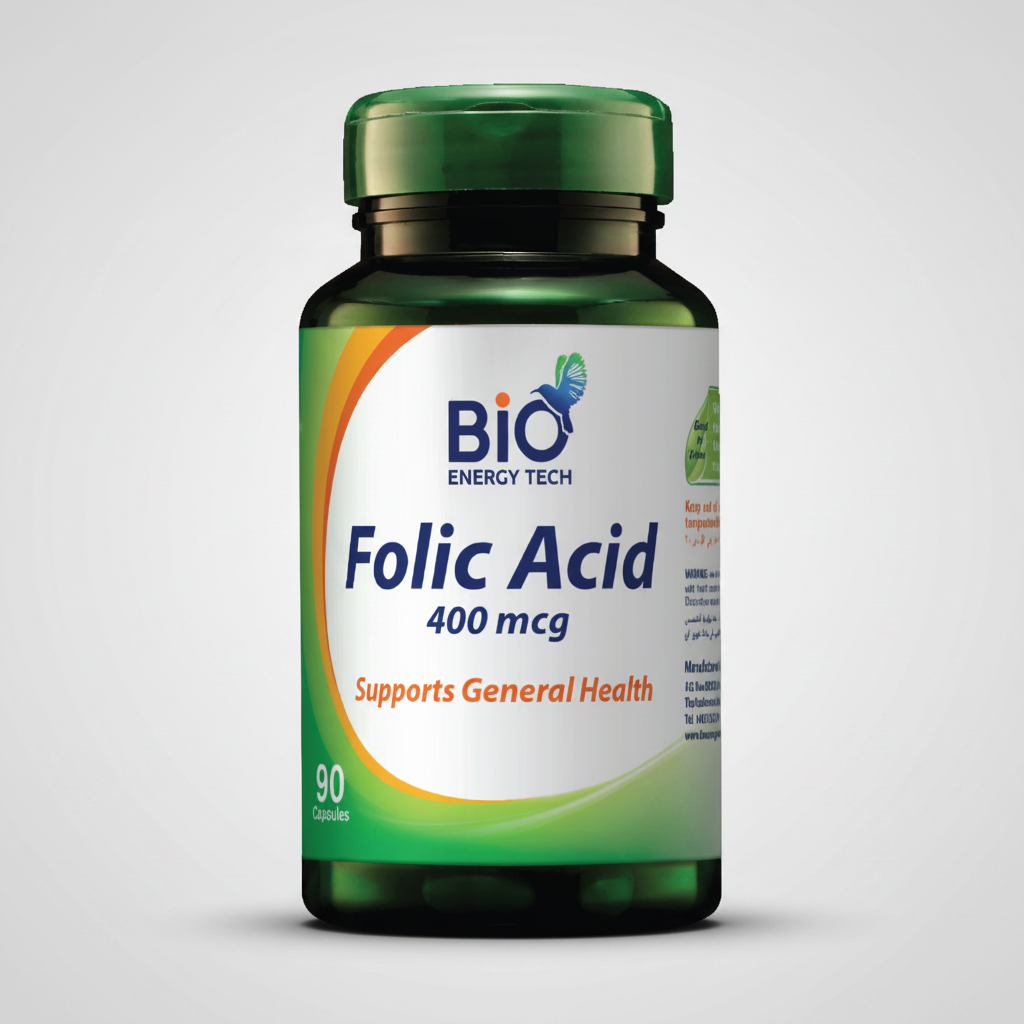 Bio Energy Folic Acid 400 mcg pregnancy heart health support 90 capsules Health Boutique