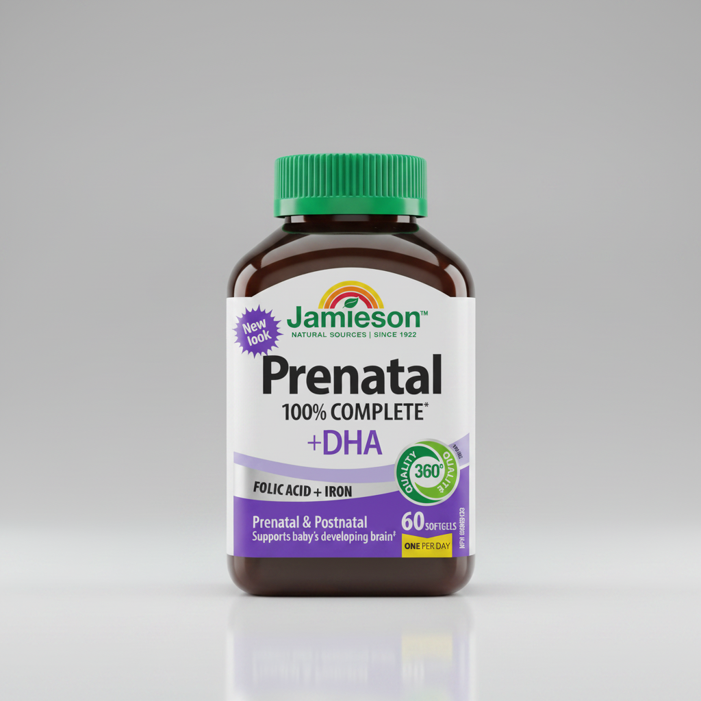 Jamieson prenatal multivitamin DHA omega 3 pregnancy supplement fetal brain development maternal health Health Boutique