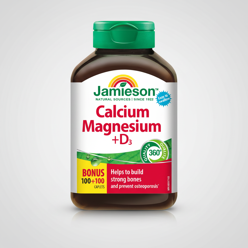Jamieson calcium 333mg magnesium 167mg vitamin D3 supplement bone muscle support Health Boutique