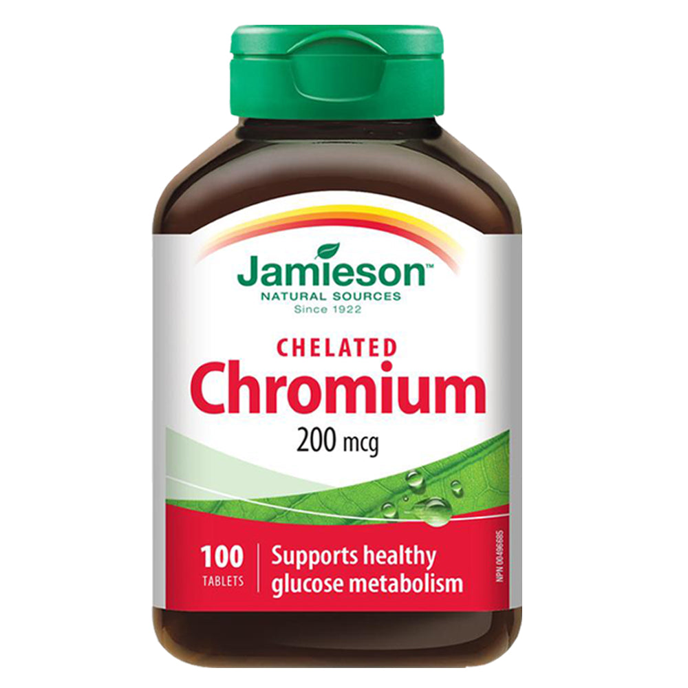 Jamieson chromium 200 mcg tablets glucose metabolism energy blood sugar support supplement 100 tablets Health Boutique