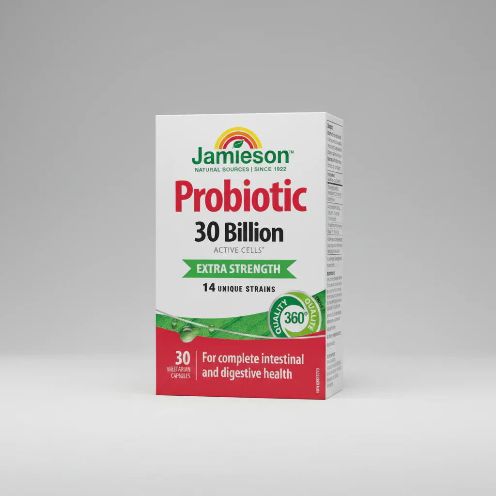 Jamieson probiotics 30 billion extra strength capsules gut health digestion immune support microbiome supplement Health Boutique
