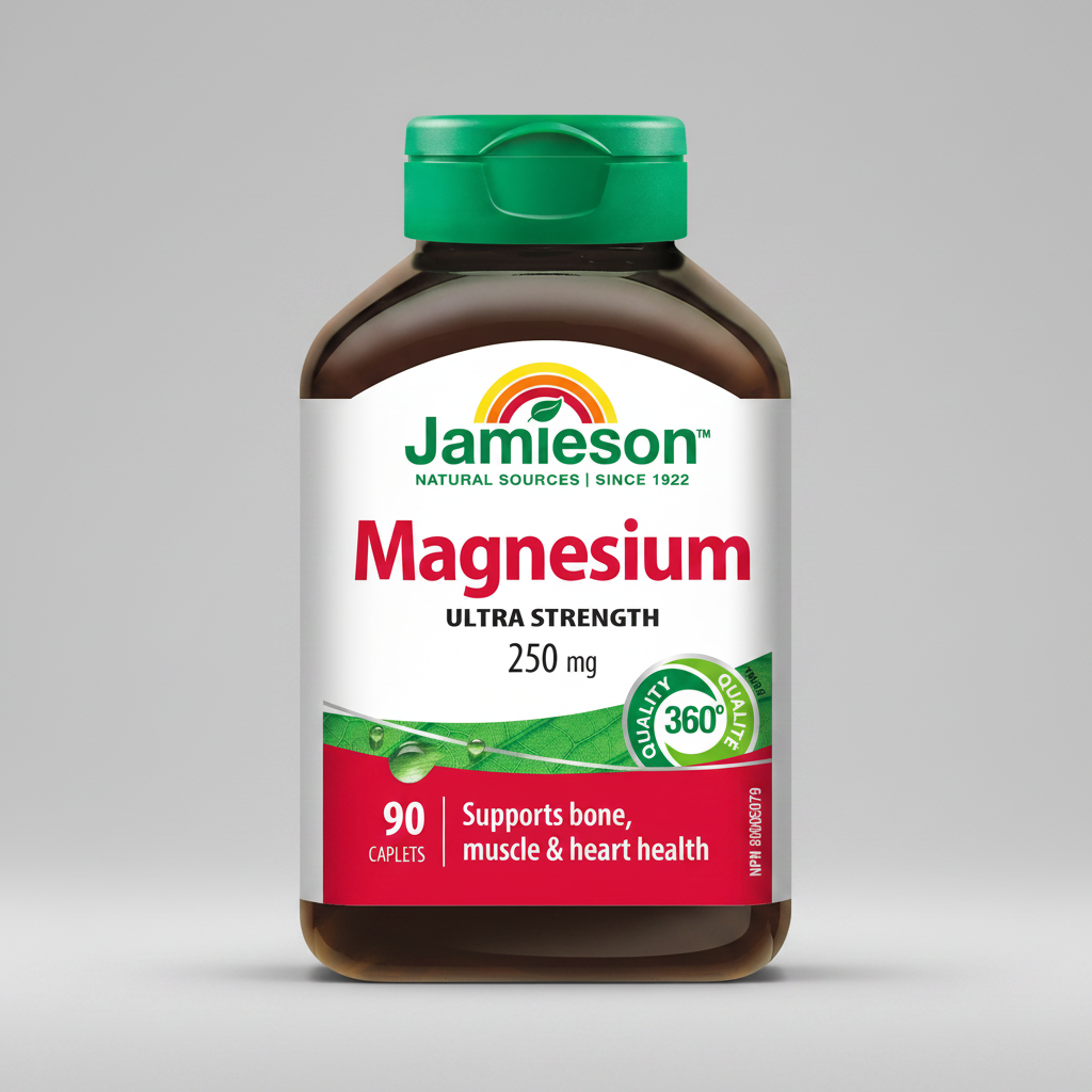 Jamieson magnesium 250mg supplement muscle relaxation nerve support cramps fatigue energy Health Boutique