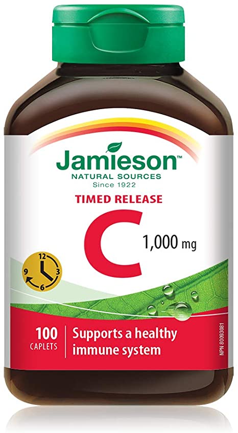 Jamieson vitamin C 1000mg timed release tablets immune support antioxidant collagen supplement 100 tablets Health Boutique