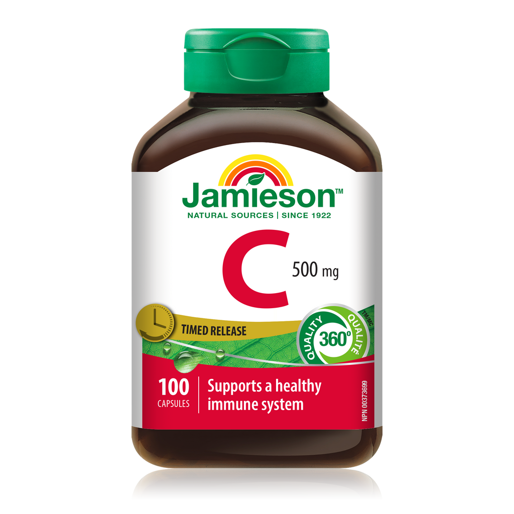 Jamieson vitamin C 500mg timed release capsules immune support antioxidant collagen supplement Health Boutique