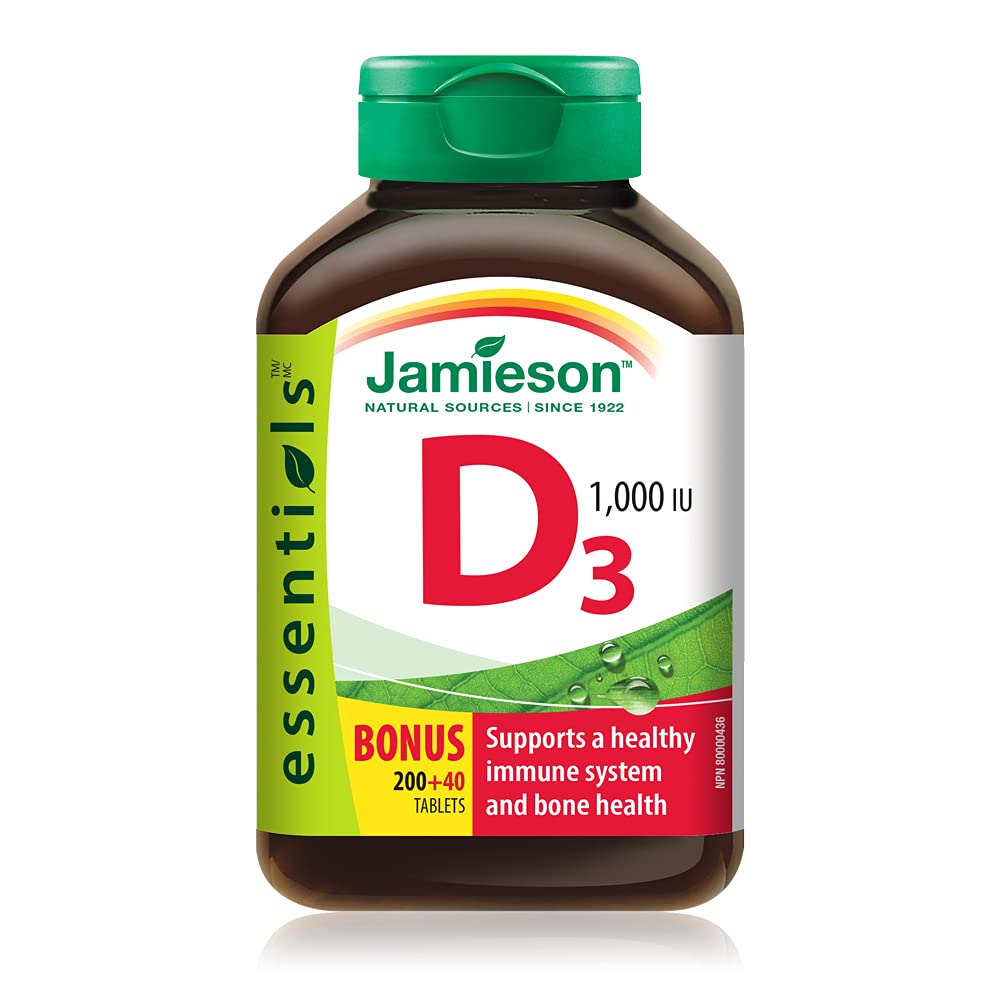 Jamieson Vitamin D3 1000 IU cholecalciferol 25 mcg supplement bone immune support calcium absorption Health Boutique