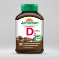 Jamieson vitamin D3 1000 IU chewables supplement bone immune calcium support tasty chewable tablets Health Boutique