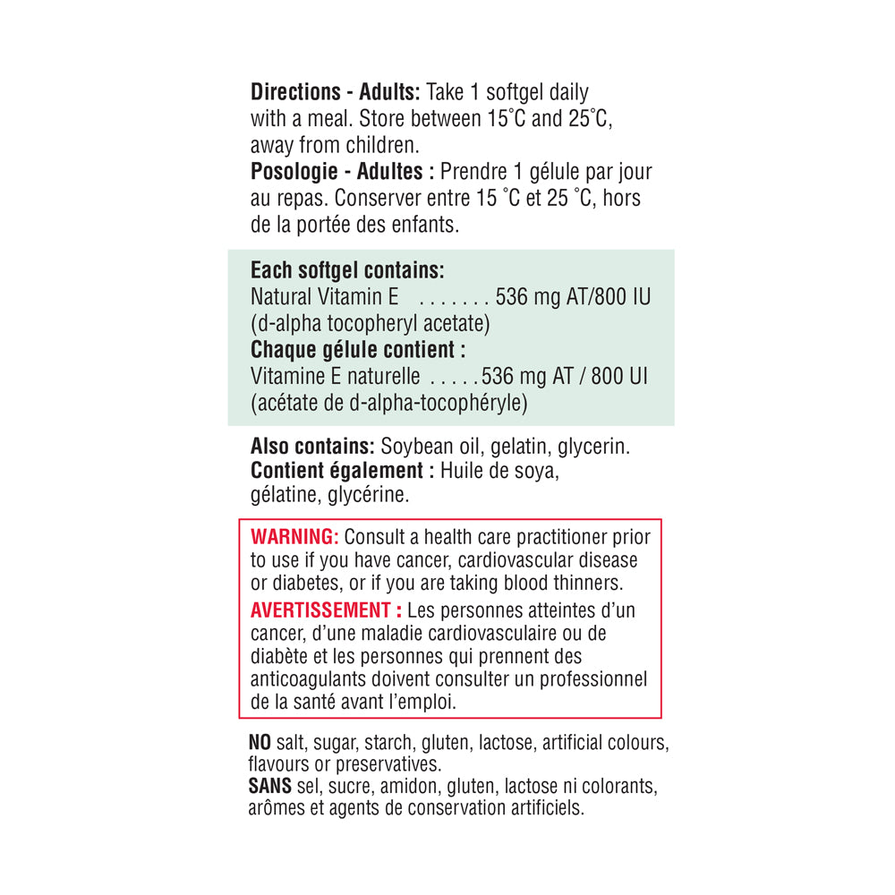 Jamieson vitamin E 800 IU high potency antioxidant supplement skin immune heart support softgels Health Boutique