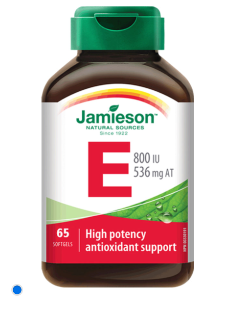 Jamieson vitamin E 800 IU high potency antioxidant supplement skin immune heart support softgels Health Boutique