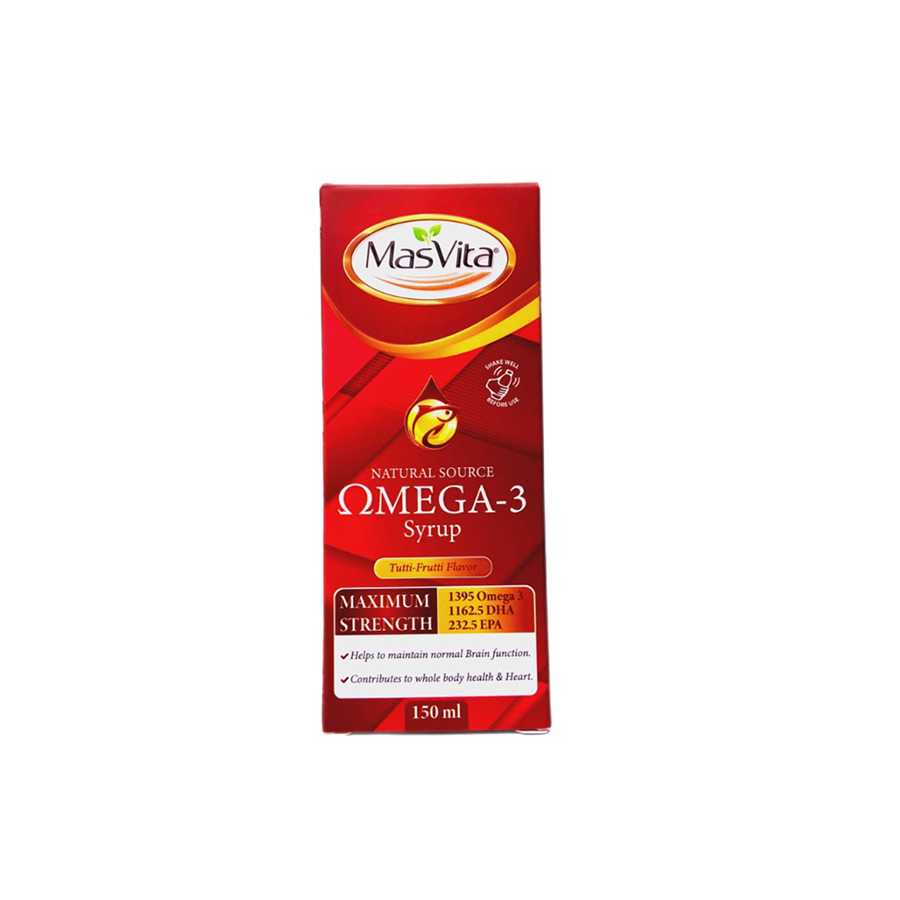 Masvita omega 3 syrup DHA EPA kids brain development vitamin A D E growth immunity supplement children Health Boutique