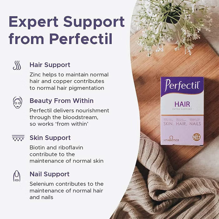 Vitabiotics Perfectil Hair Extra Support marine collagen hair tablets 60 Health Boutique