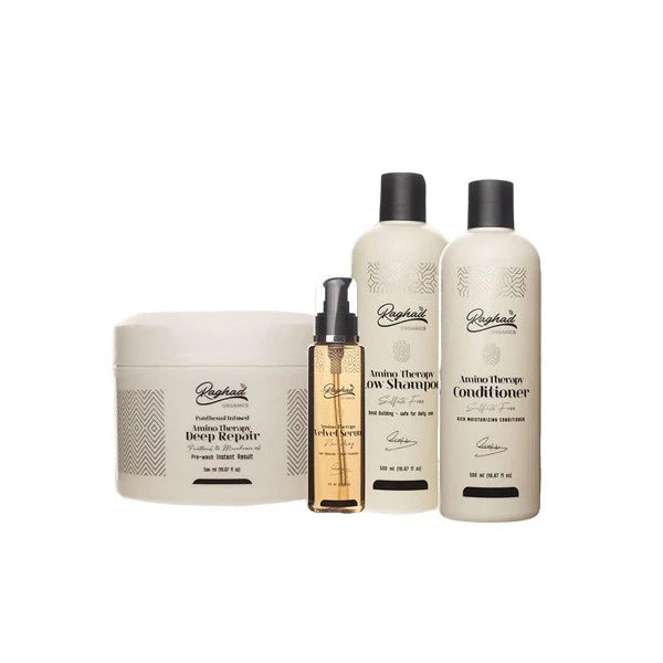 Raghad Organics Amino Therapy Line complete hair care set with shampoo conditioner treatment and serum Health Boutique