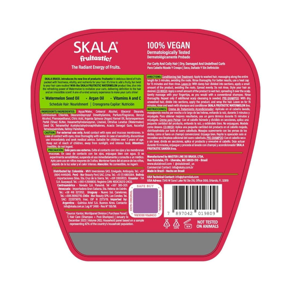 Skala Frutástica Watermelon 2-in-1 Treatment Mask and Leave-in Conditioner 1000g for Hydration and Shine