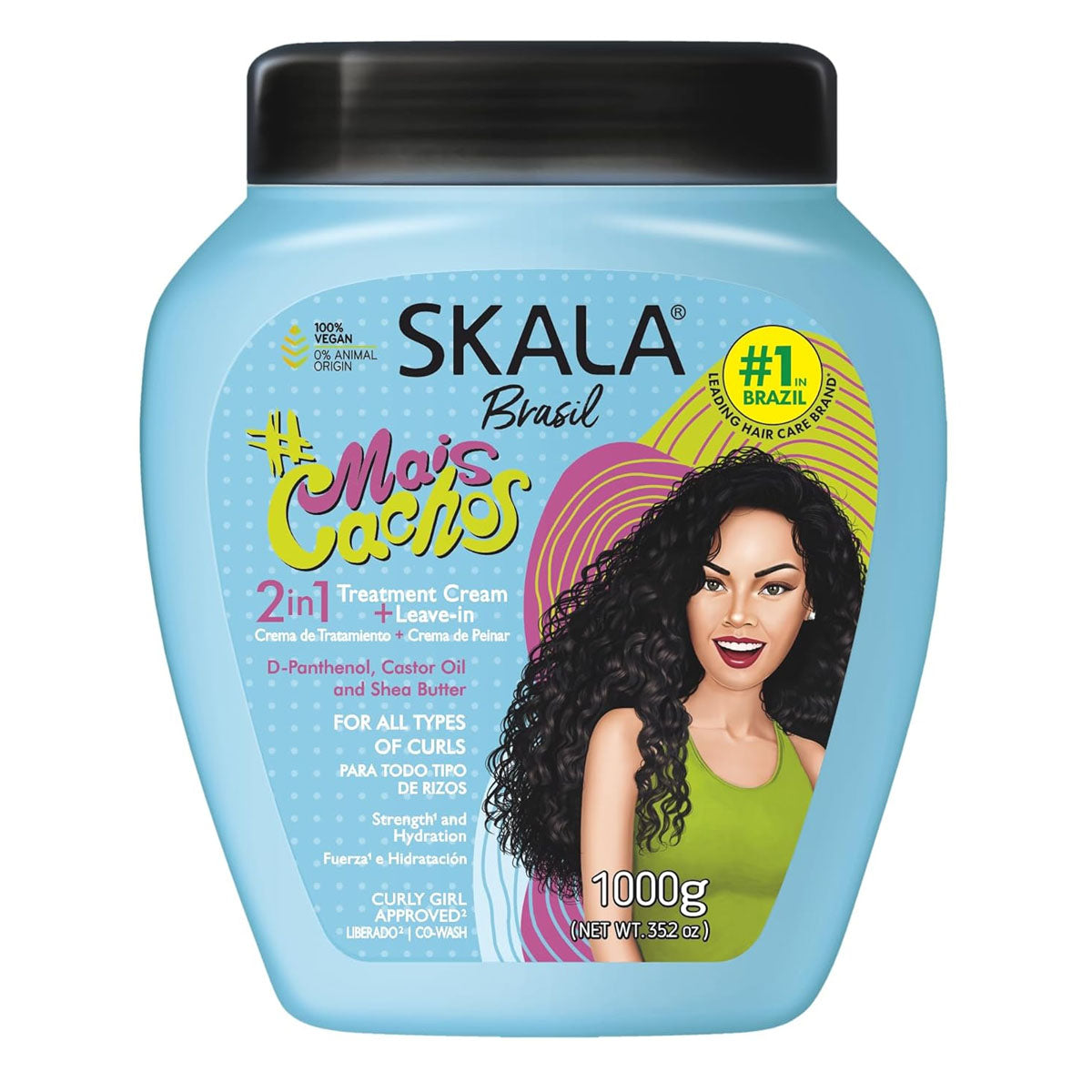 Skala Mais Cachos Defining Curl Cream 1000g - Hydrating Hair Treatment for Curly and Wavy Hair