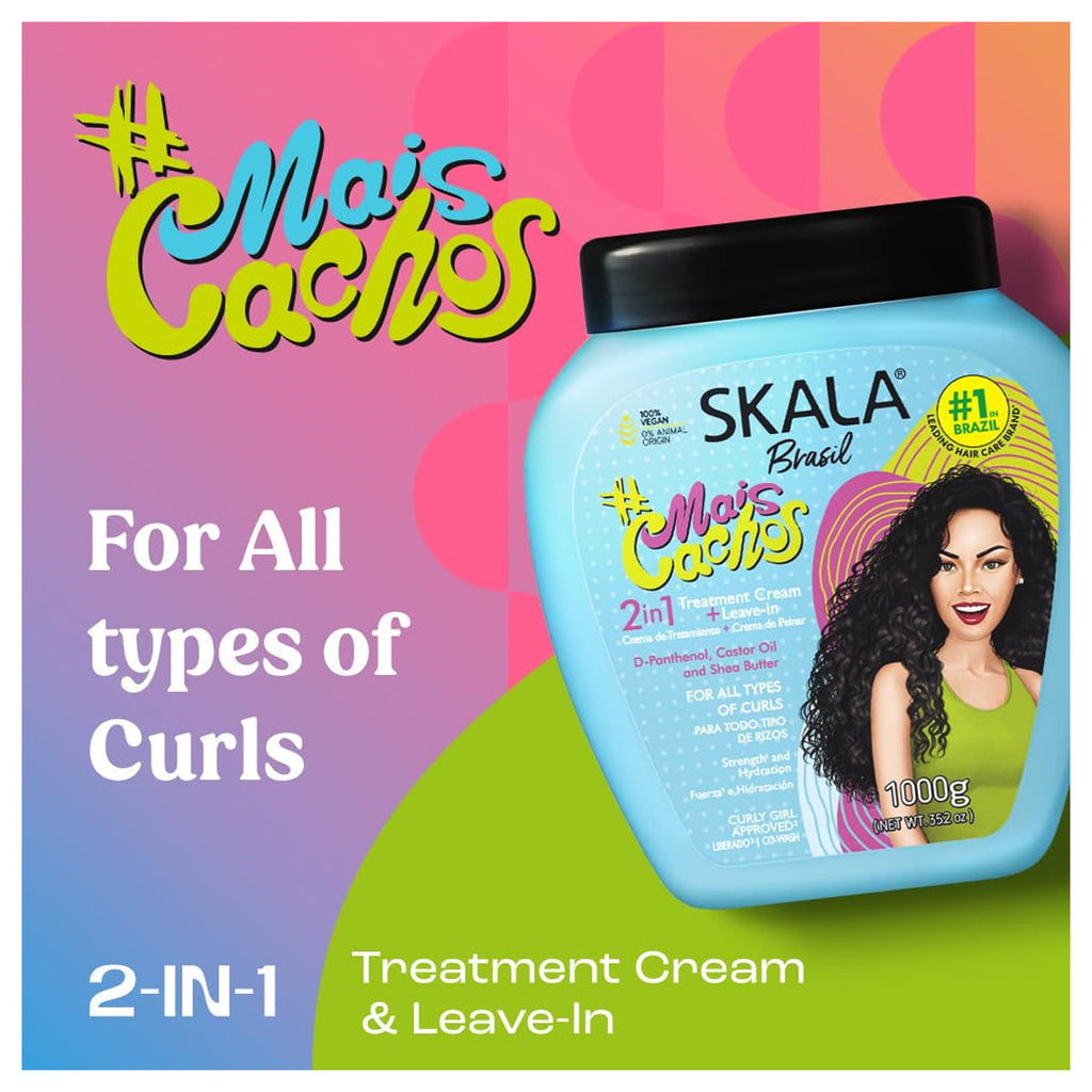 Skala Mais Cachos Defining Curl Cream 1000g - Hydrating Hair Treatment for Curly and Wavy Hair