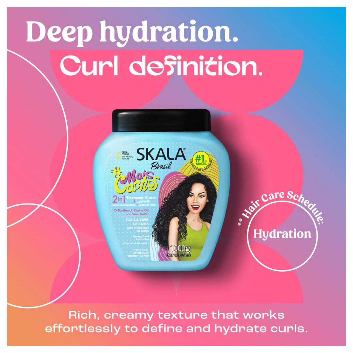 Skala Mais Cachos Defining Curl Cream 1000g - Hydrating Hair Treatment for Curly and Wavy Hair