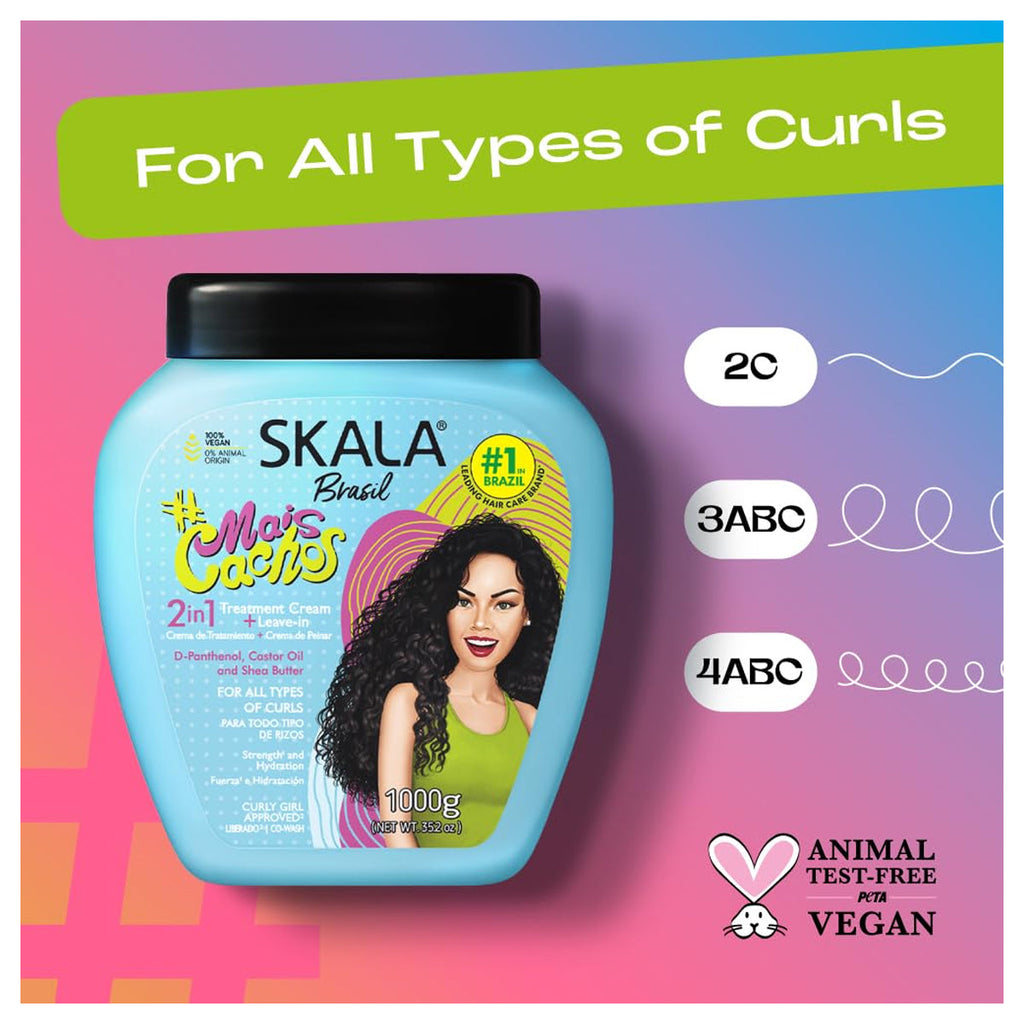 Skala Mais Cachos Defining Curl Cream 1000g - Hydrating Hair Treatment for Curly and Wavy Hair